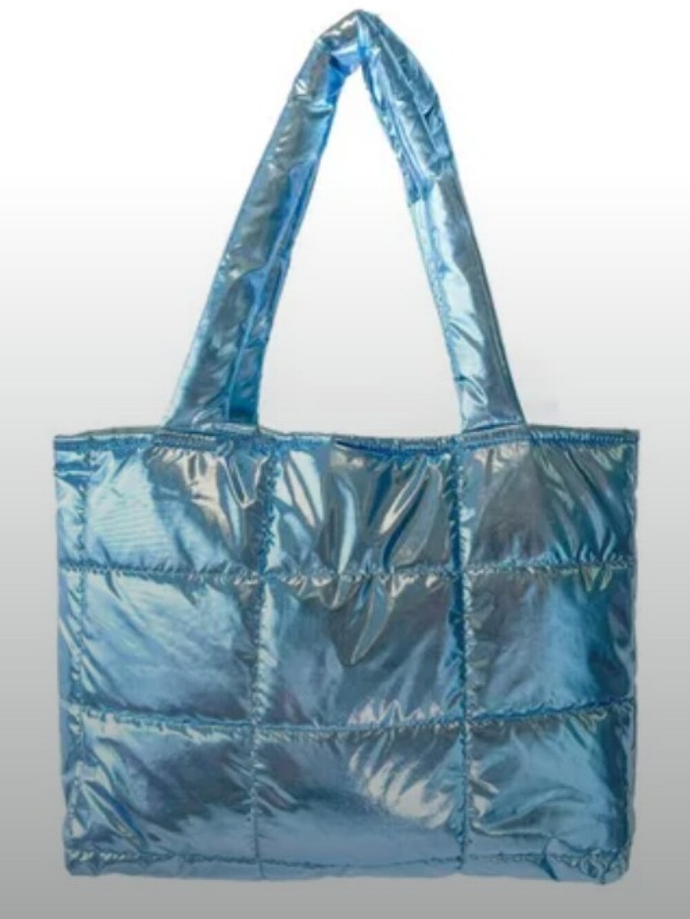 Bullseye Playground-Metallic Quilted Tote Bag-(Light Blue 🩵)